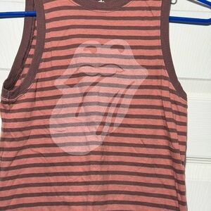 the Rolling Stones Striped Top in Rust and Brown